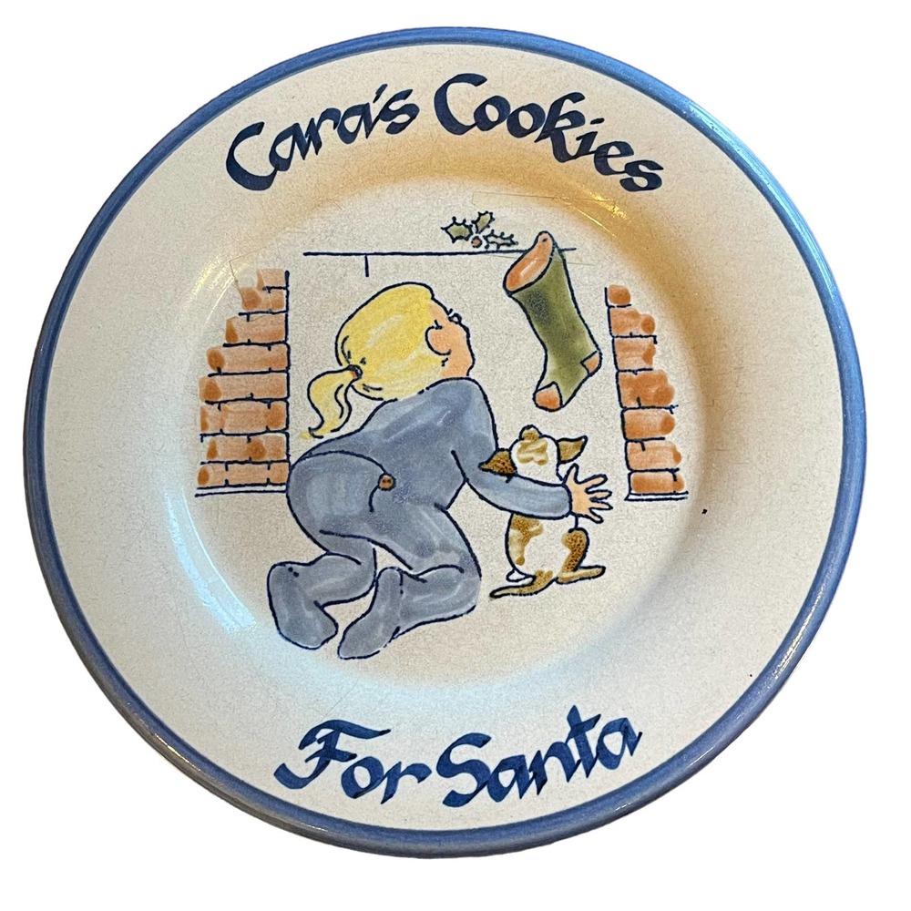 Louisville Stoneware Vintage Plate Coolies For Santa Girl Dog Fire Place 9"‎